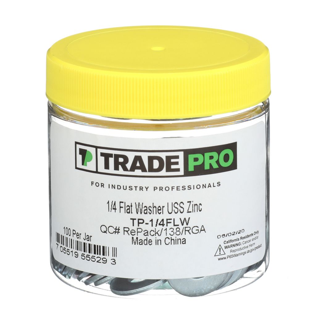 TP-1/4FLW - Flat Washer USS Zinc 1/4" (Jar of 1200)