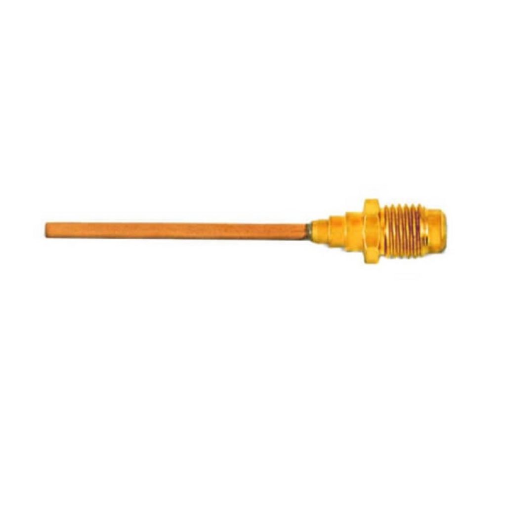 TP-1010 - 1/4" Male Flare Access With 1/8" OD Copper Tube Extension, TP-2250 Brass Wrench Cap and Valve Core