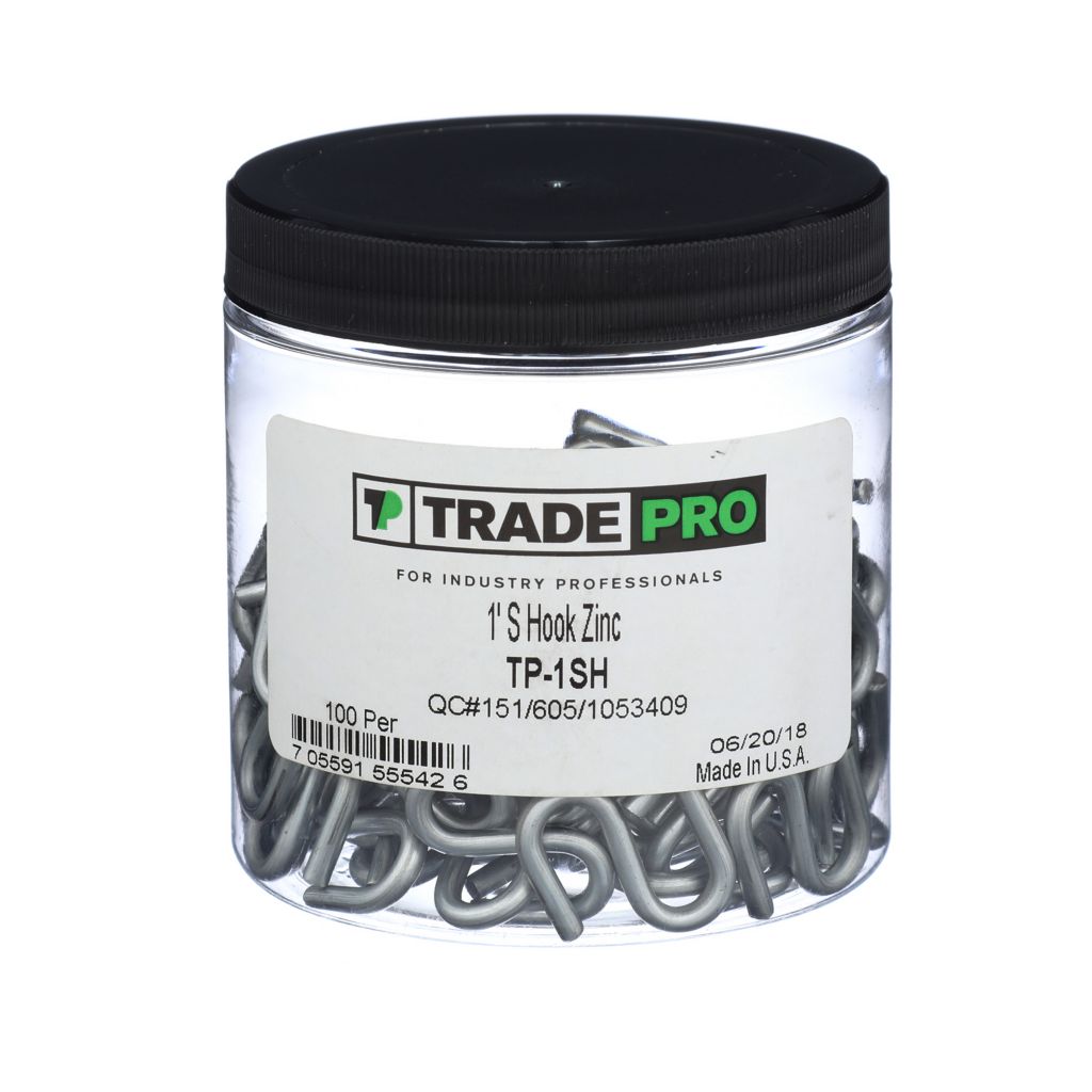 TP-1SH - S-Hook Zinc 1" (Jar of 100)