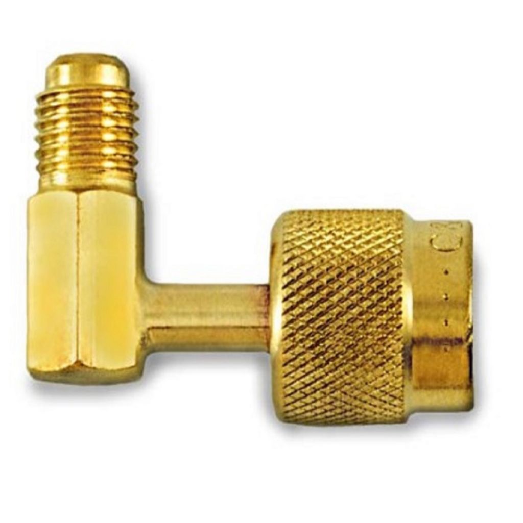 TP-2010 - 1/4″ Female Flare Swivel With Depressor Tip and Seal x 1/4″ Male Flare Access, 90° Configuration