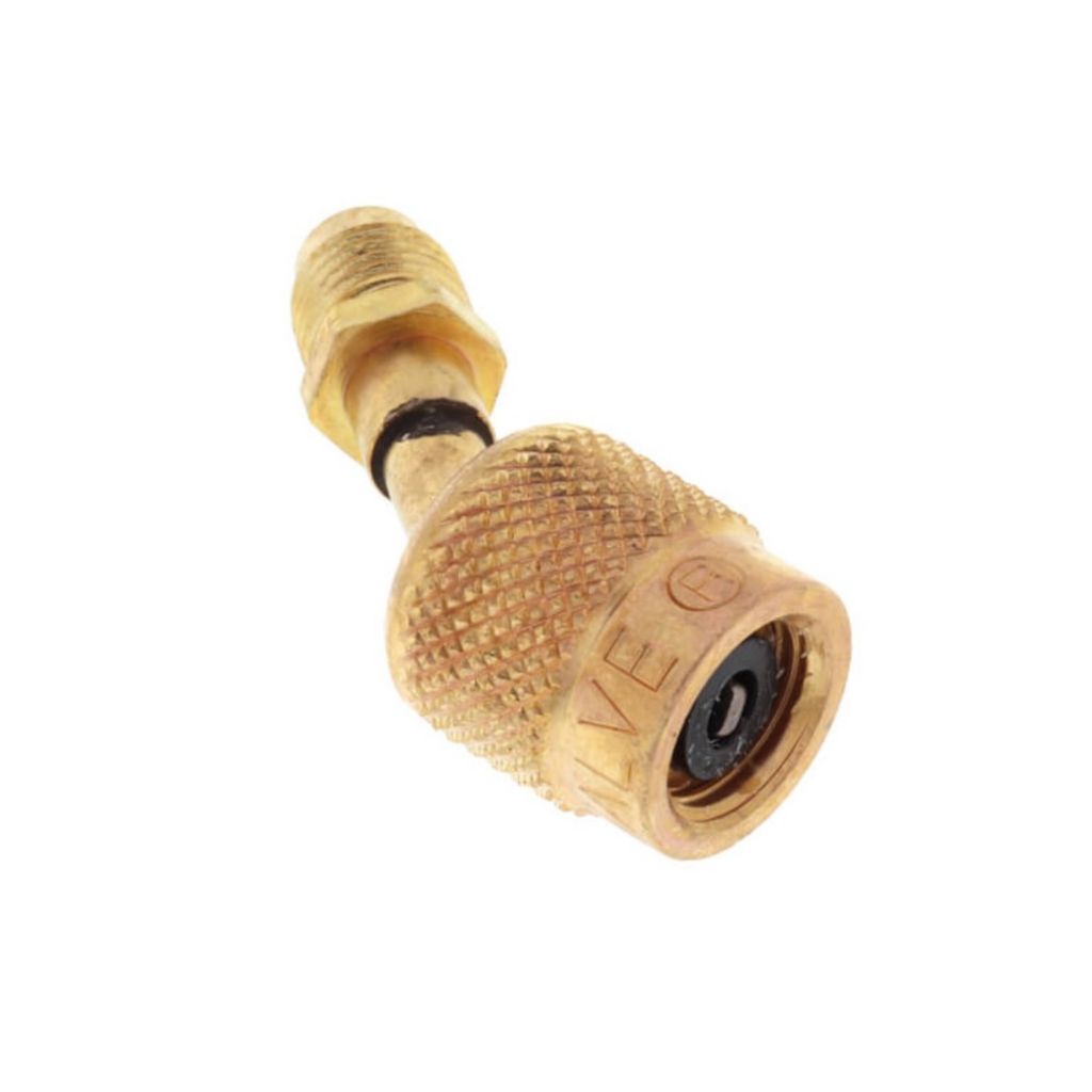 TP-2056 - 5/16" Female Flare Swivel With Depressor Tip and Seal x 1/4" Male Flare Access With 45° Bend