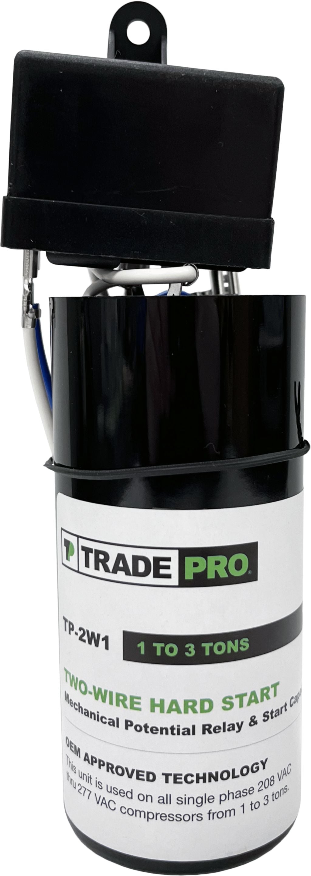 TP-2W1 - Hard Start Kit Mechanical Potential Relay (MPR) and Start Capacitor, for use on 1 to 3 HP units