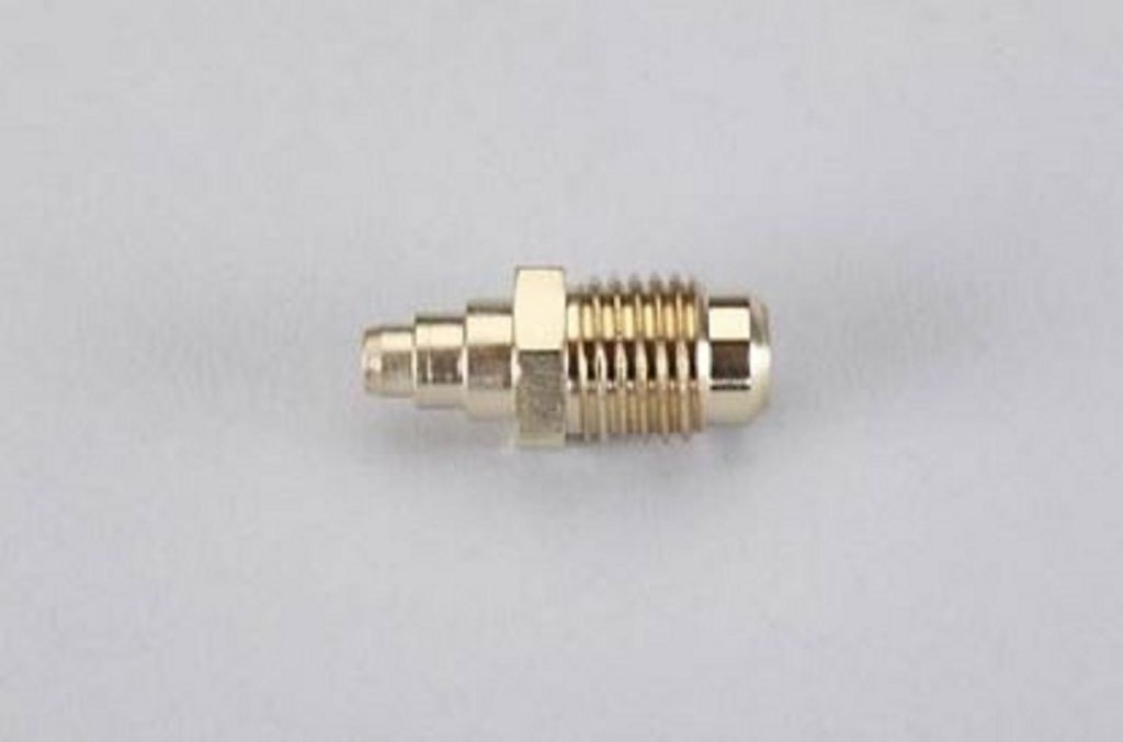 TP-8400 - 1/4″ Male Flare Access Body, Solder End Has 1/8″ ID and 3/16″, 1/4″ and 5/16″ OD Steps, Brass Cap And Valve Core