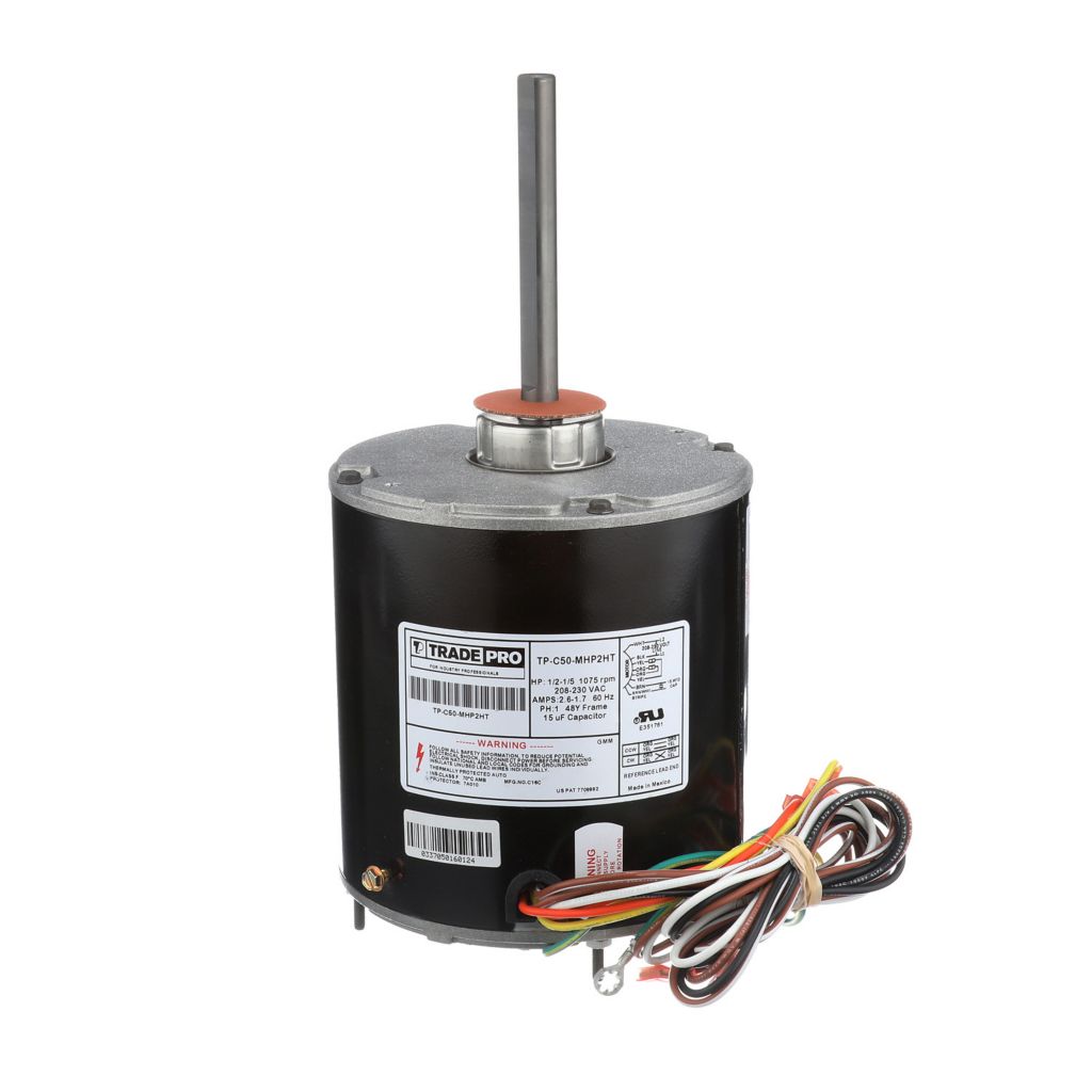 TP-C50-MHP2HT - Condenser Fan Motor 1/2 - 1/5 Multi-Horsepower 70°C Hi-Temp 1075 RPM 230v