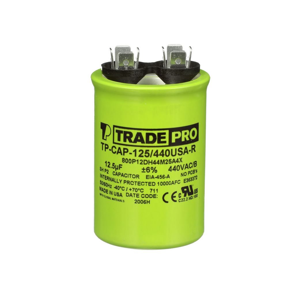 TP-CAP-12.5/440USA-R - Round Run Capacitor 12.5 MFD 440/370V (Made in USA)