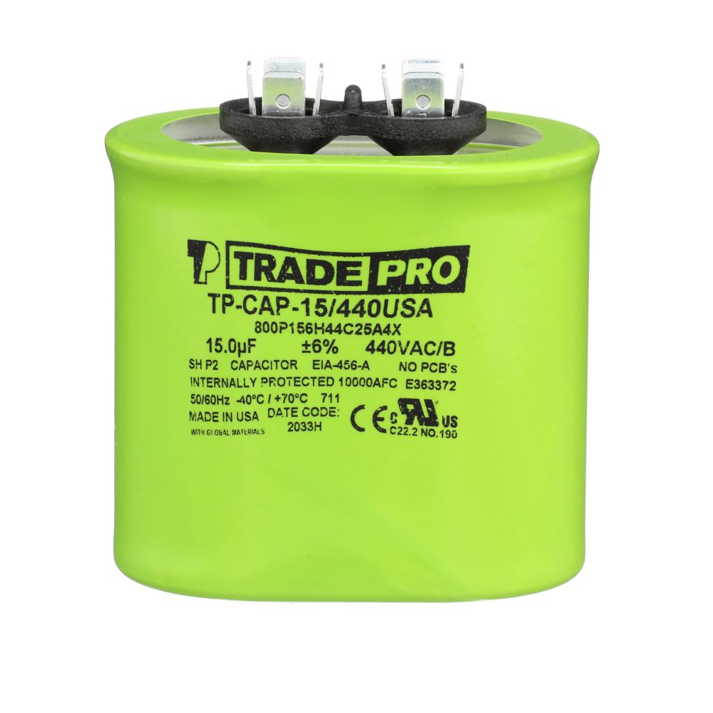 TP-CAP-15/440USA - Oval Run Capacitor 15 MFD 440/370V (Made in USA)