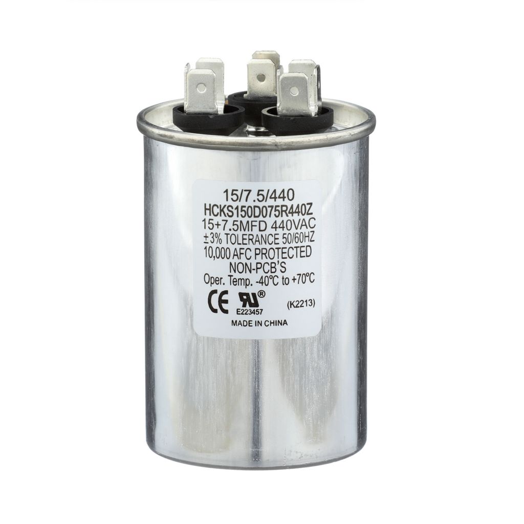 TP-CAP-15/7.5/440R - Round Run Capacitor 15+7.5MFD 440 VAC