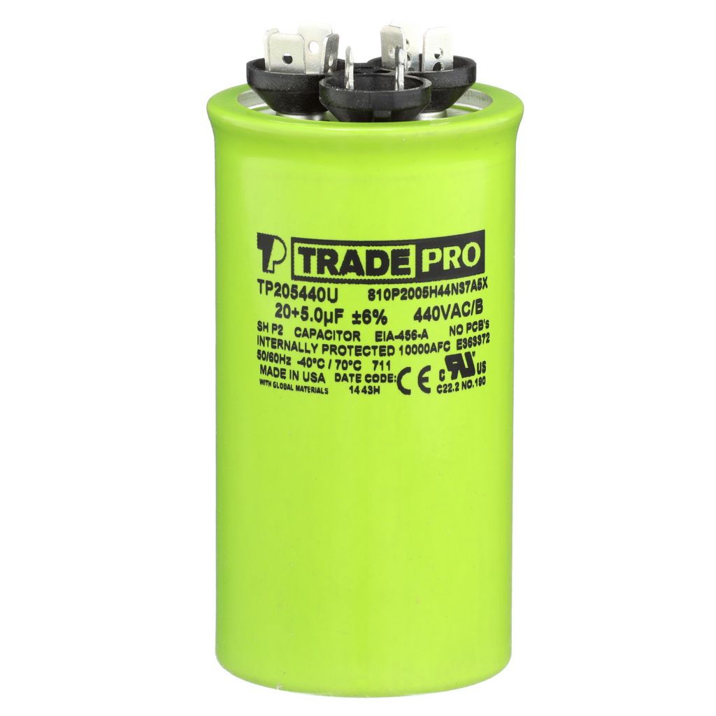 TP-CAP-20/5/440USA-R - Round Dual Run Capacitor 20/5 MFD 440/370V (Made in USA)