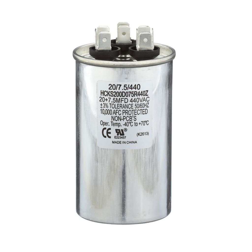 TP-CAP-20/7.5/440R - Round Run Capacitor 20+7.5 MFD 440 VAC
