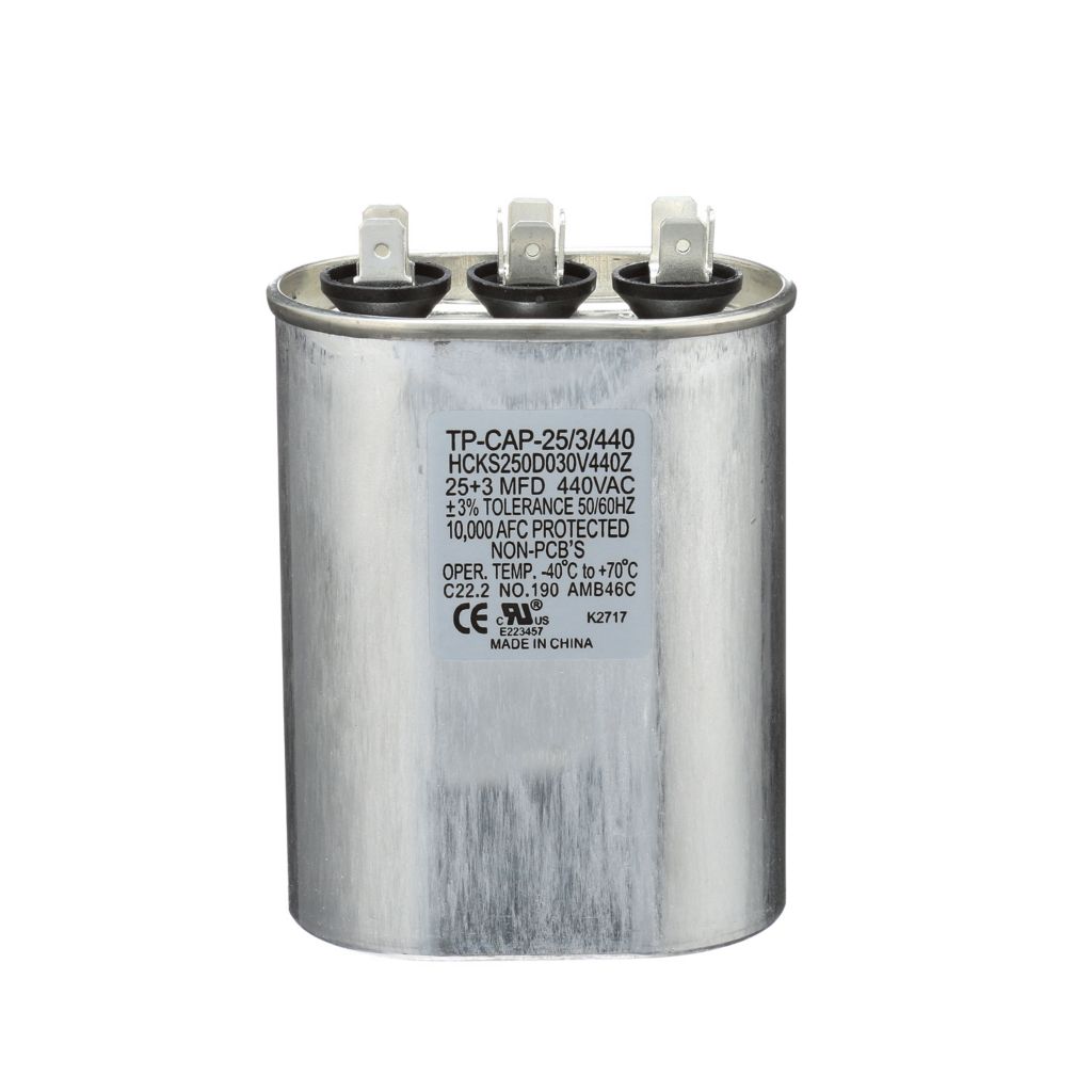 TP-CAP-25/3/440 - Oval Run Capacitor 25+3 MFD 440 VAC