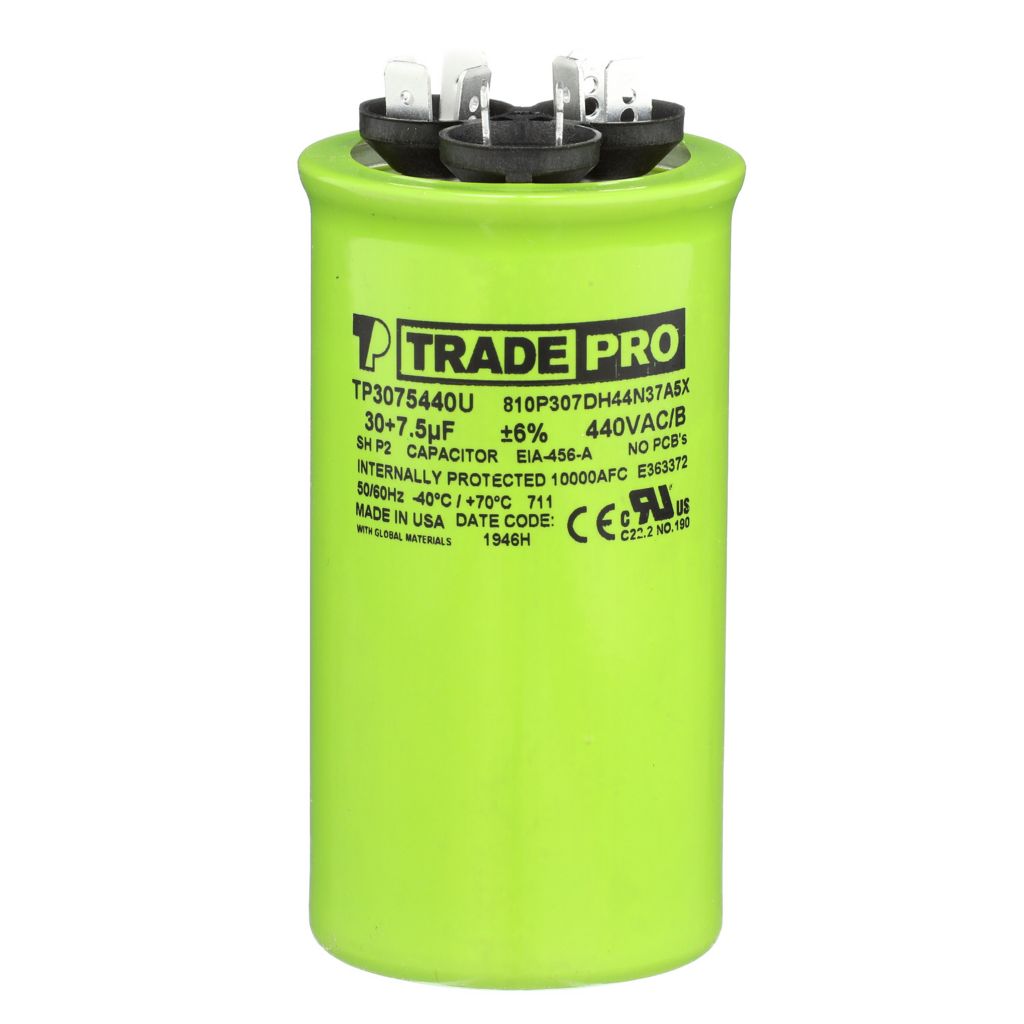 TP-CAP-30/7.5/440USA-R - Round Dual Run Capacitor 30+7.5 MFD 440/370V (Made in USA)