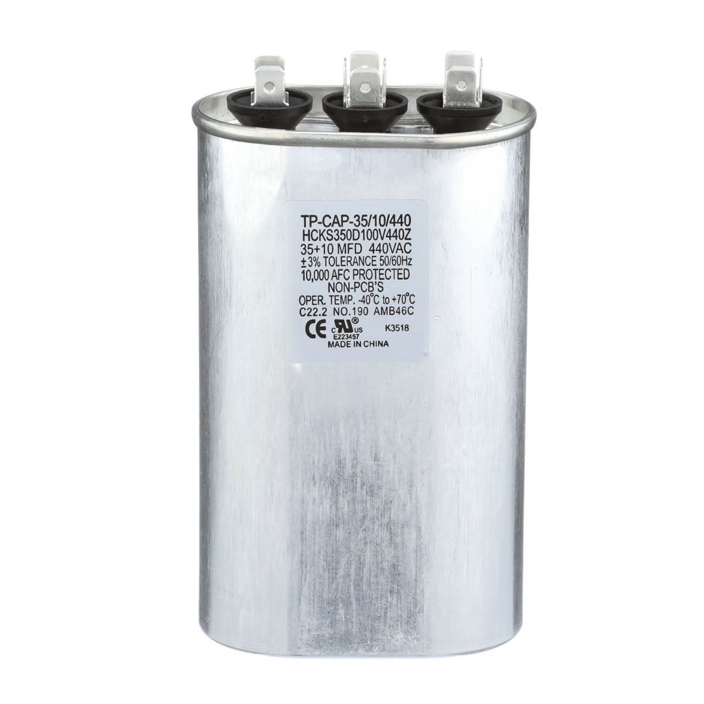 TP-CAP-35/10/440 - Oval Run Capacitor 35+10 MFD 440 VAC