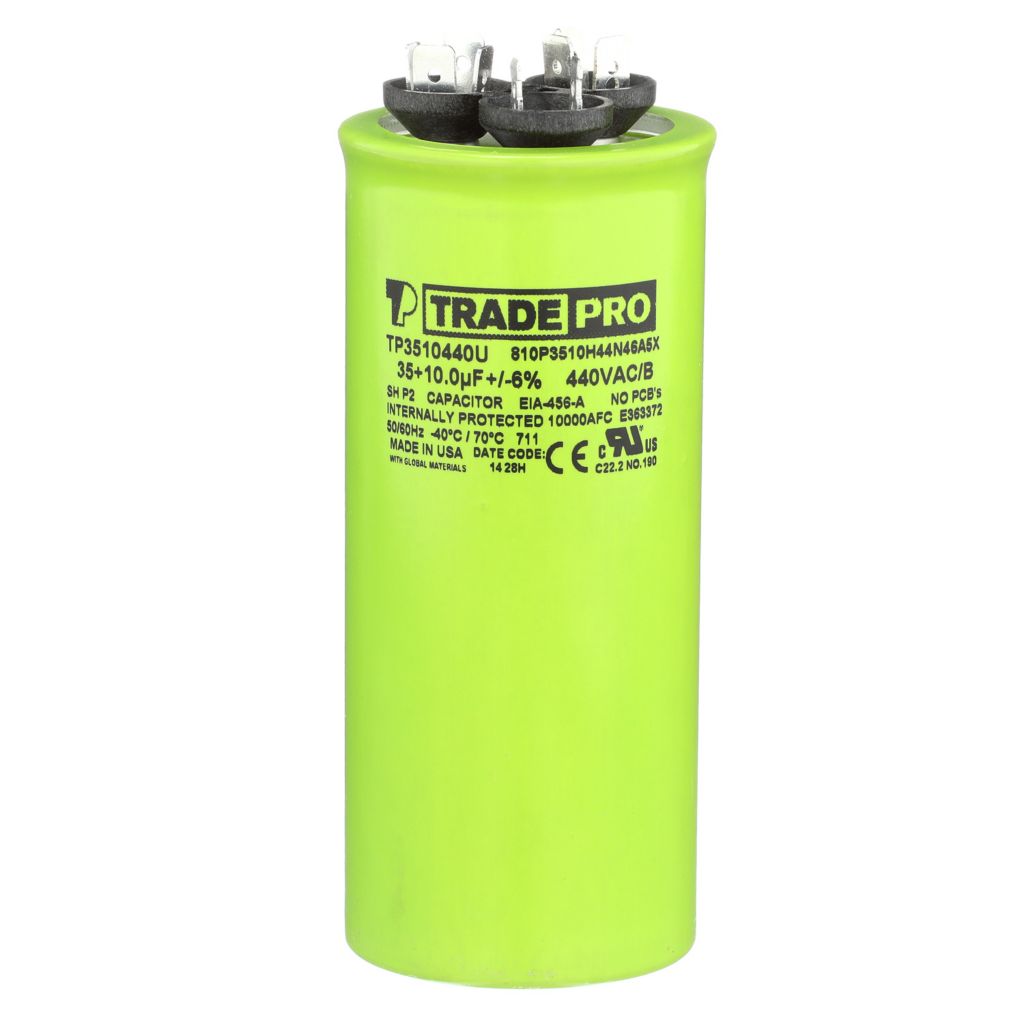 TP-CAP-35/10/440USA-R - Round Dual Run Capacitor 35+ 10 MFD 440/370V (Made in USA)