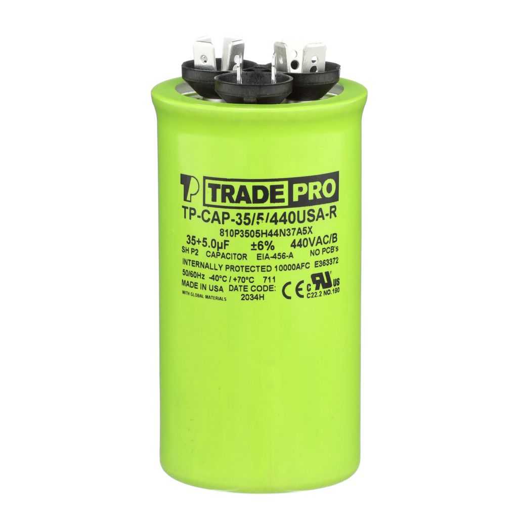 TP-CAP-35/5/440USA-R - Round Dual Run Capacitor 35+ 5 MFD 440/370V (Made in USA)