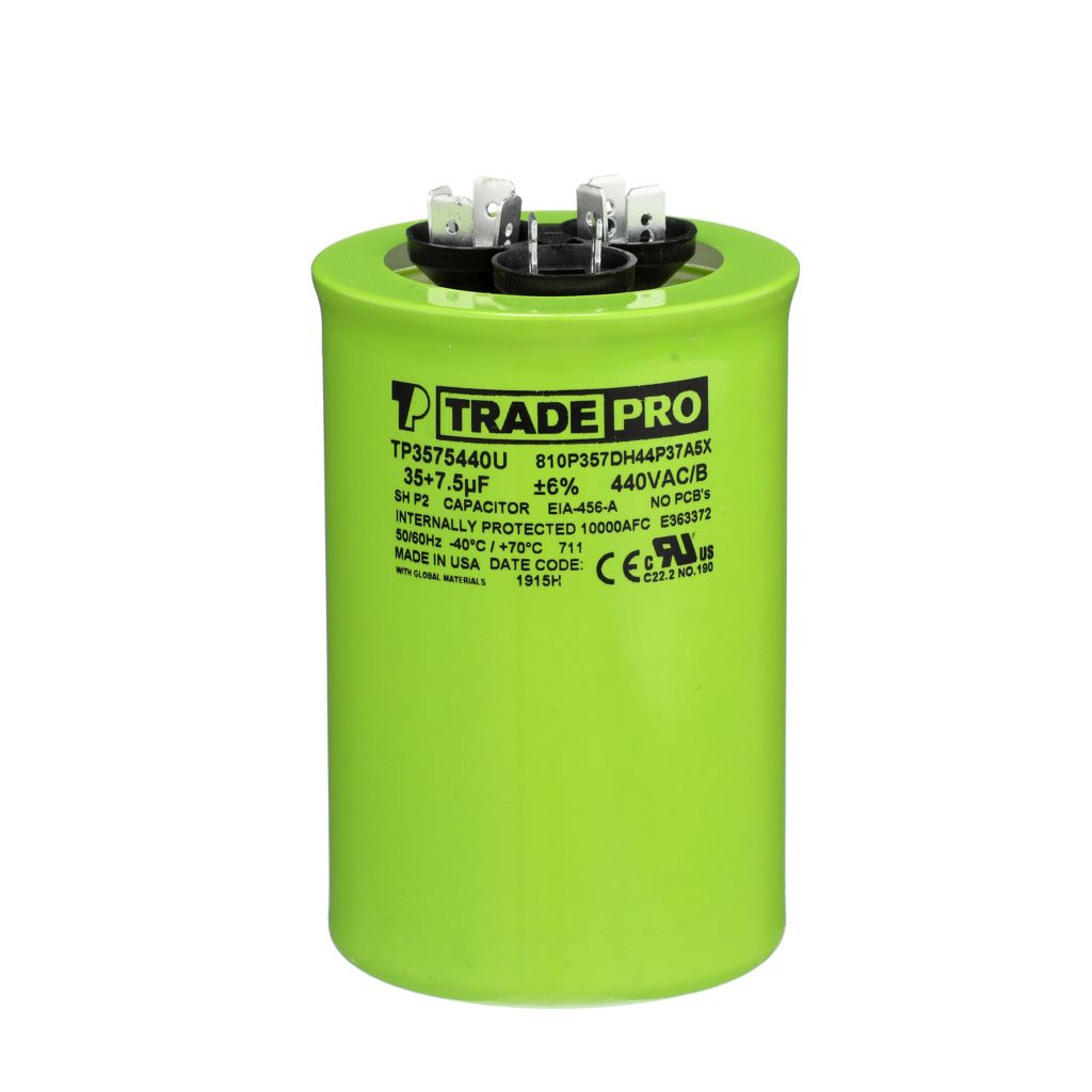 TP-CAP-35/7.5/440USA-R - Round Dual Run Capacitor 35+ 7.5 MFD 440/370V (Made in USA)