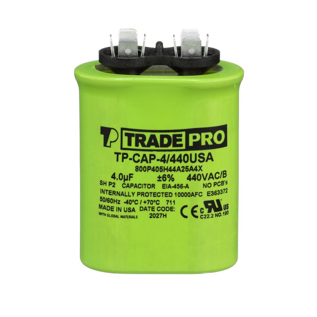 TP-CAP-4/440USA - Oval Run Capacitor 4 MFD 370V/440V (Made in USA)