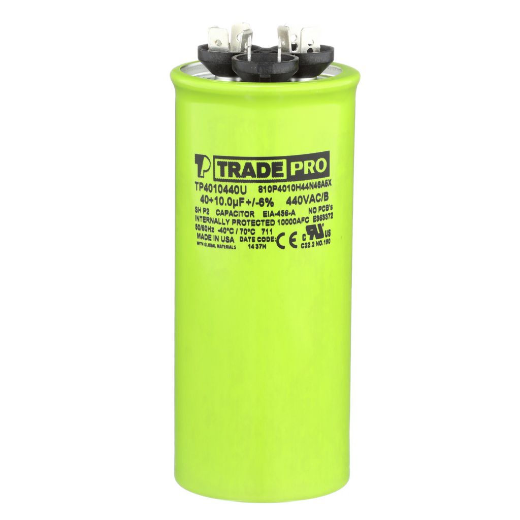 TP-CAP-40/10/440USA-R - Round Dual Run Capacitor 40+10 MFD 440/370V (Made in USA)