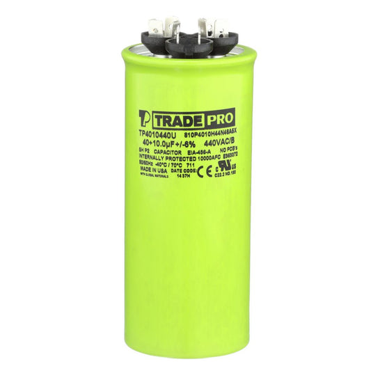 TP-CAP-40/10/440USA-R - Round Dual Run Capacitor 40+10 MFD 440/370V (Made in USA)