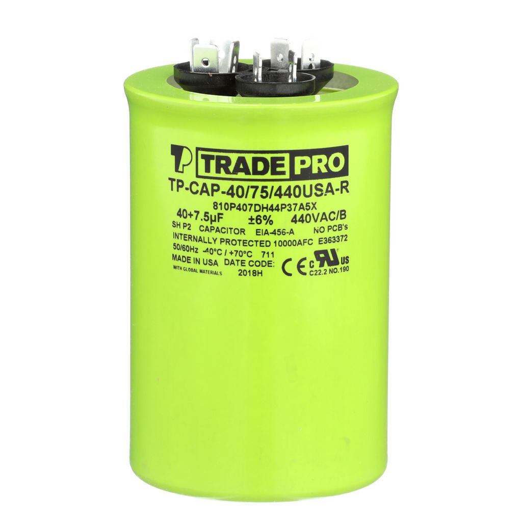 TP-CAP-40/7.5/440USA-R - Round Dual Run Capacitor 40+ 7.5 MFD 440/370V (Made in USA)