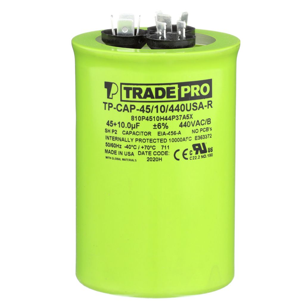 TP-CAP-45/10/440USA-R - Round Dual Run Capacitor 45+ 10 MFD 440/370V (Made in USA)