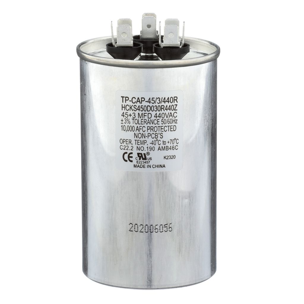 TP-CAP-45/3/440R - Round Run Capacitor 45+3 MFD 440 VAC