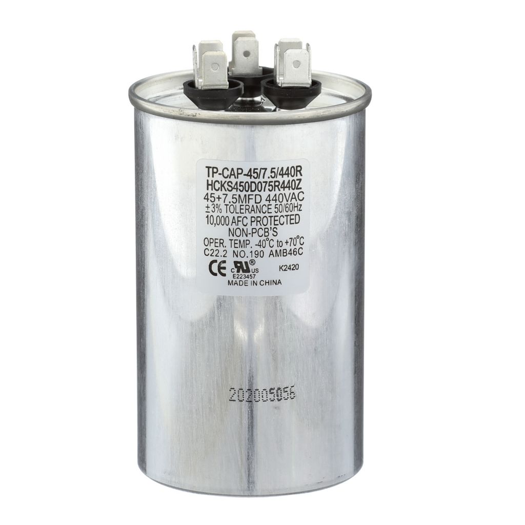 TP-CAP-45/7.5/440R - Round Run Capacitor 45+7.5 MFD 440 VAC
