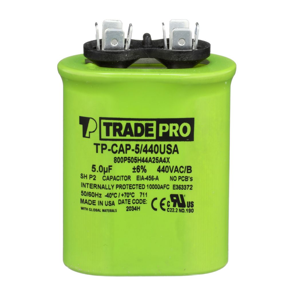 TP-CAP-5/440USA - Oval Run Capacitor 5 MFD 440/370V (Made in USA)