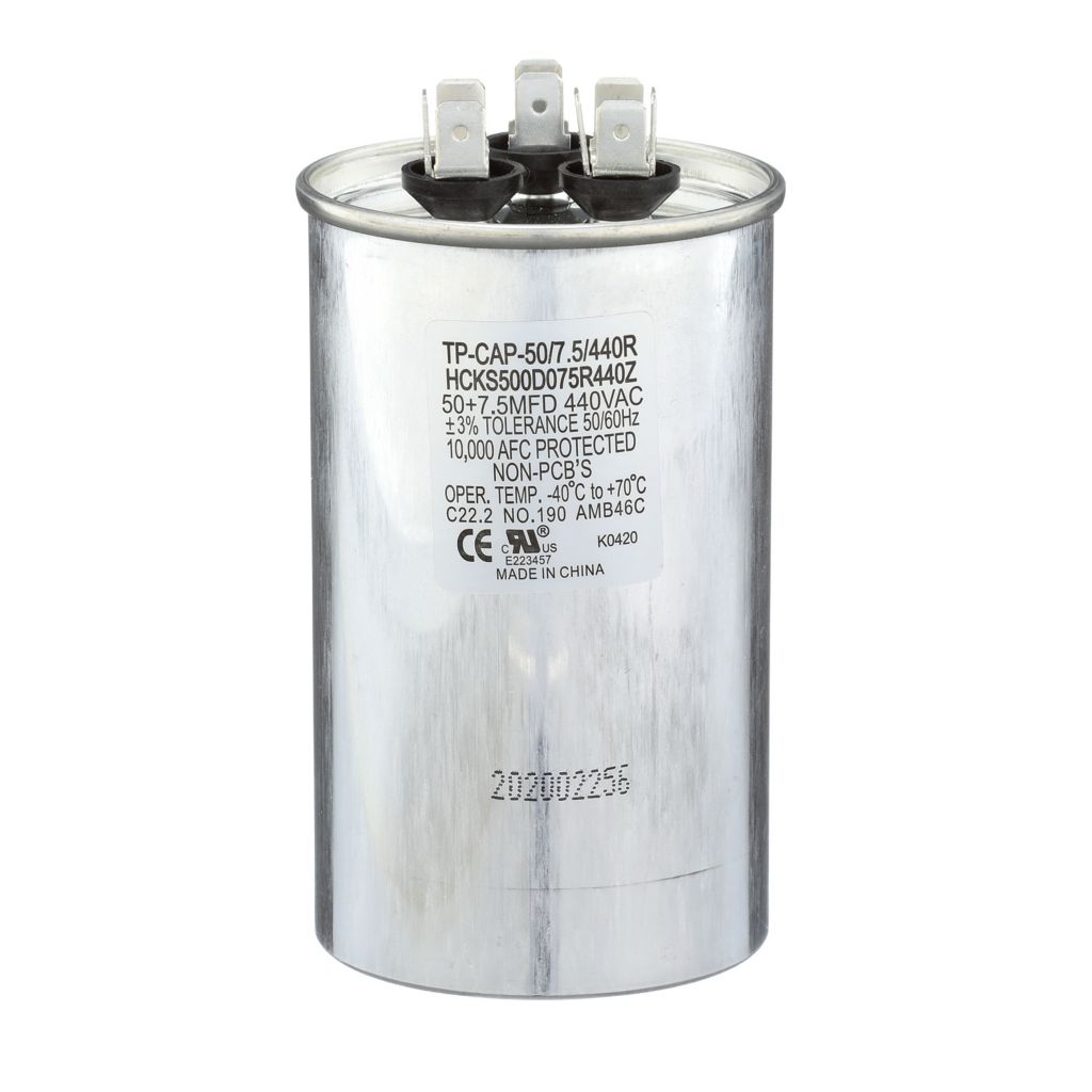TP-CAP-50/7.5/440R - Round Run Capacitor 50+7.5 MFD 440 VAC