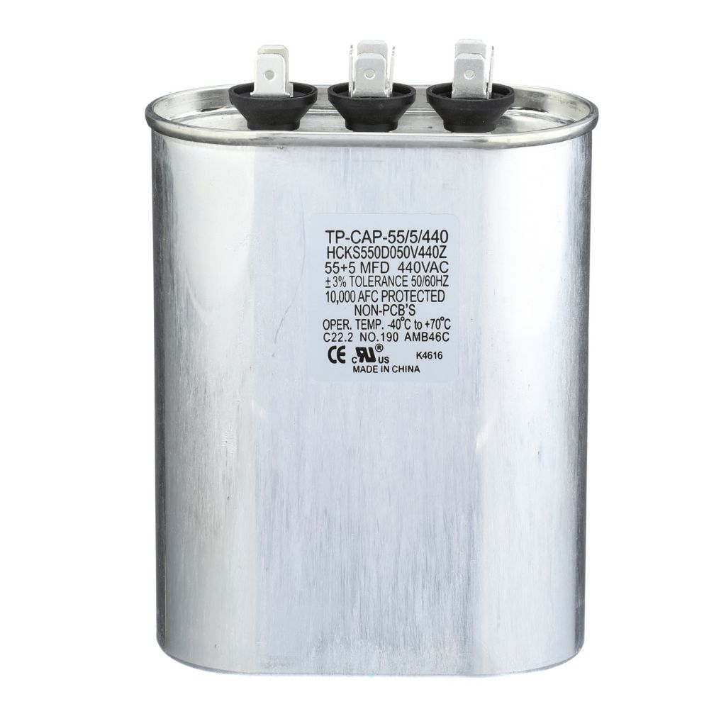 TP-CAP-55/5/440 - Oval Run Capacitor 55+5 MFD 440 VAC
