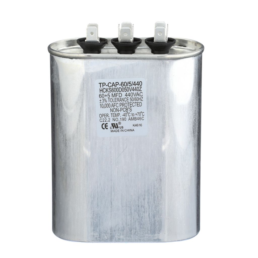 TP-CAP-60/5/440 - Oval Run Capacitor 60+5 MFD 440 VAC