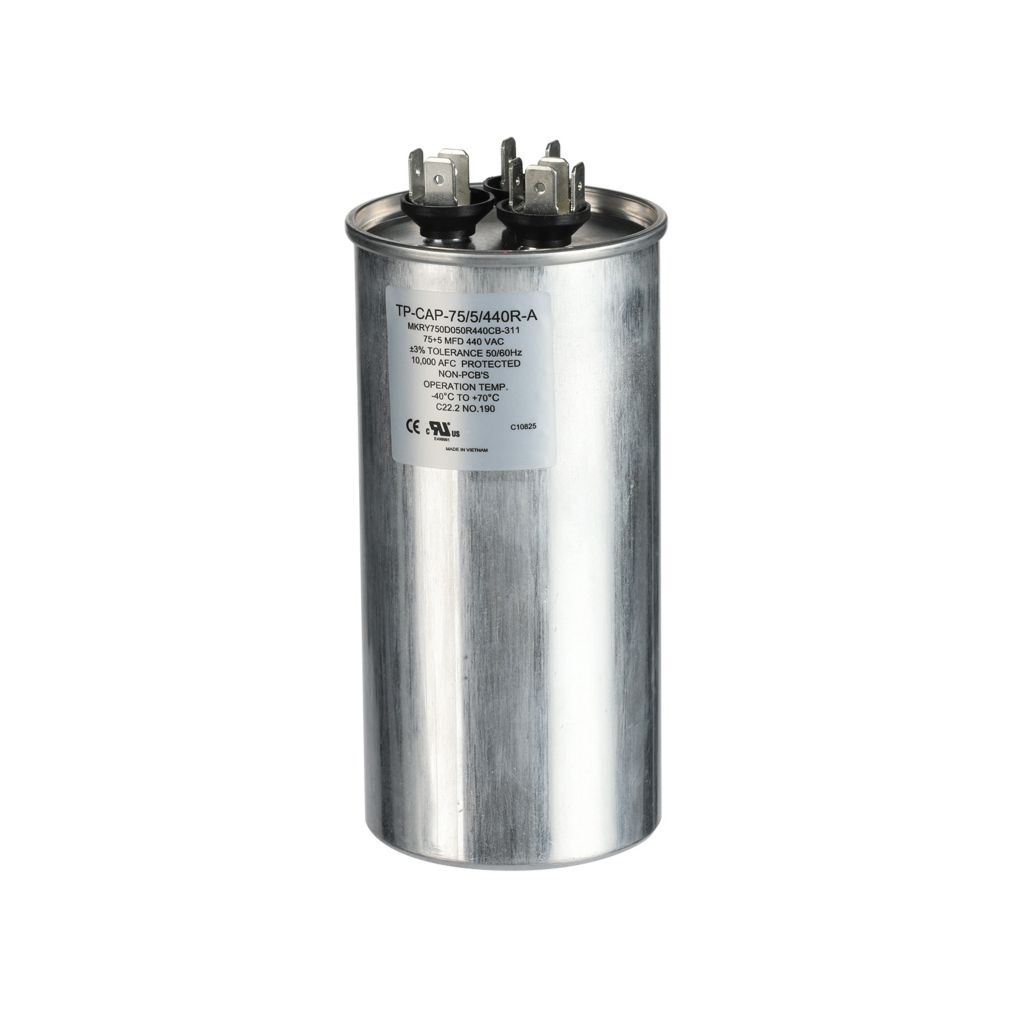TP-CAP-75/5/440R-A - 75/5MFD 440VAC Round Run Capacitor
