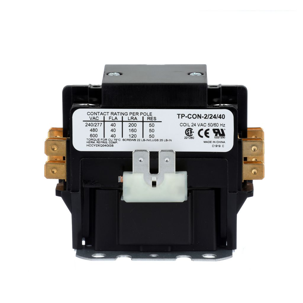 TP-CON-2/24/40 - 2 Pole - 24V - 40 Amp Contactor with Lugs & Cover
