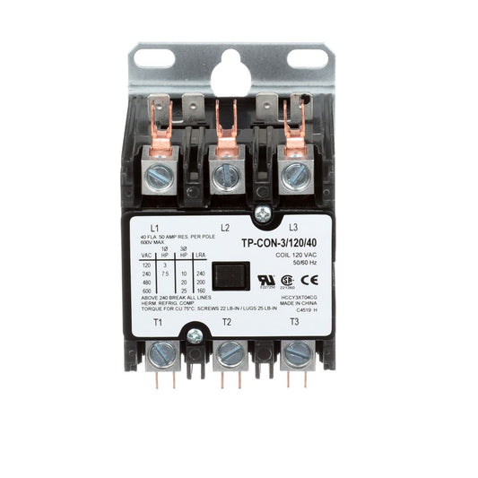 TP-CON-3/120/40 - 3 Pole - 120V - 40 Amp Contactor