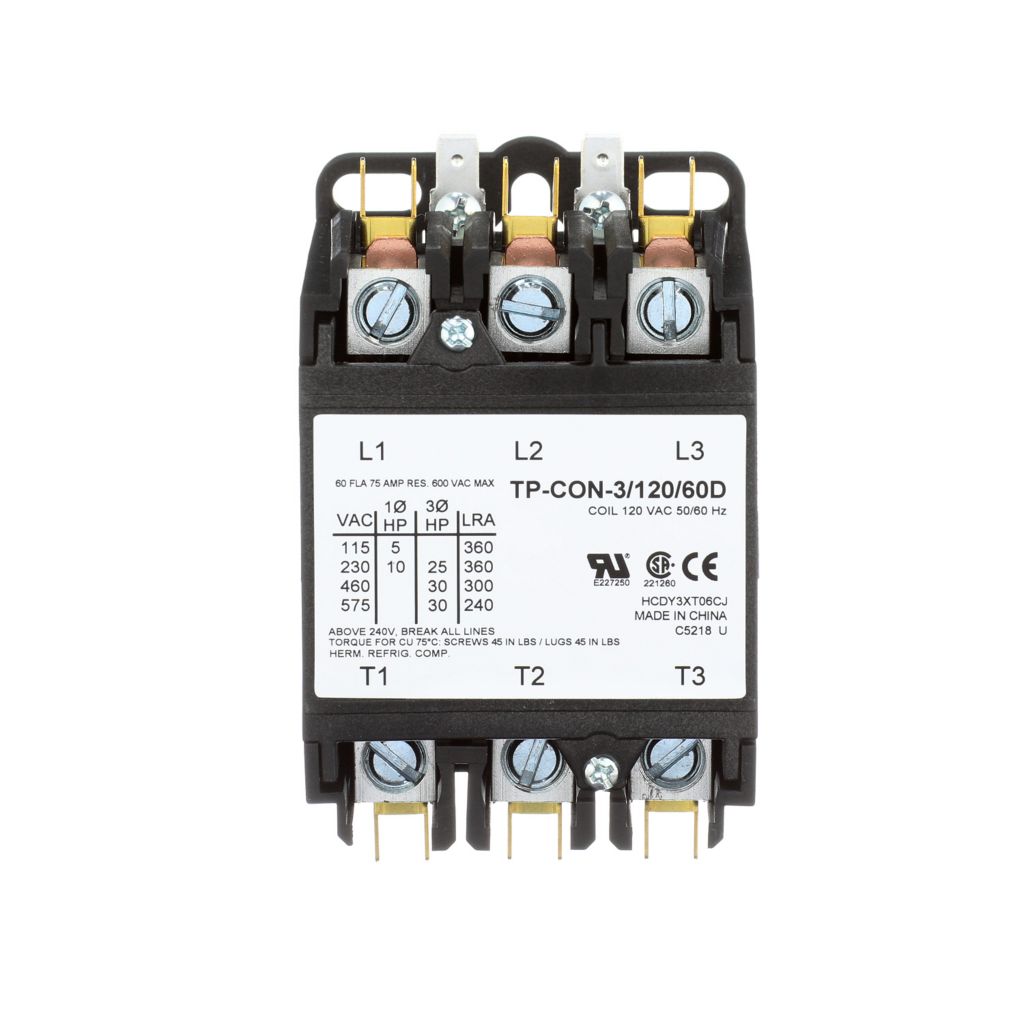 TP-CON-3/120/60D - 3 Pole - 120V - 60 Amp Contactor