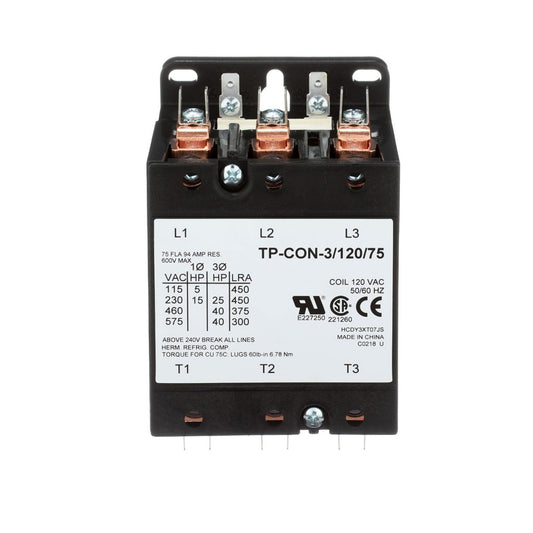 TP-CON-3/120/75 - 3 Pole - 120V - 75 Amp Contactor