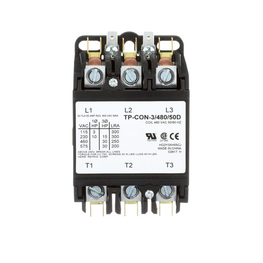 TP-CON-3/480/50D - 3 Pole - 480V - 50 Amp Contactor