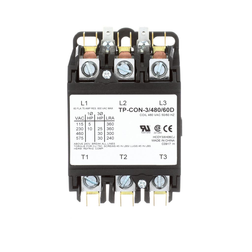 TP-CON-3/480/60D - 3 Pole - 480V - 60 Amp Contactor