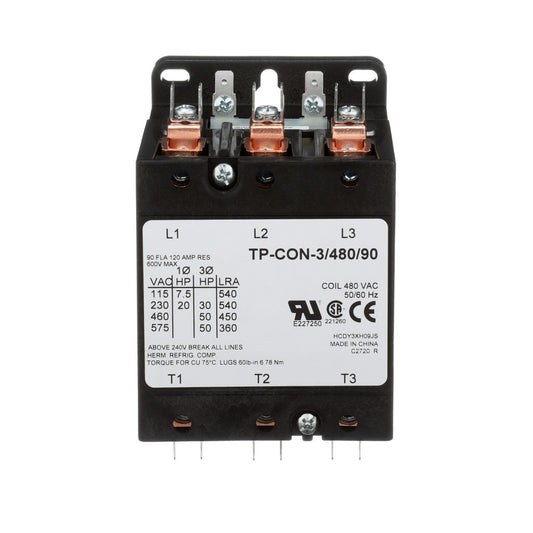 TP-CON-3/480/90 - 3 Pole - 480V - 90 Amp Contactor
