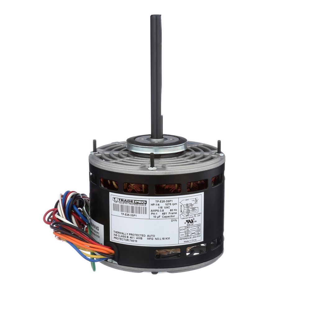 TP-E25-3SP1 - Direct Drive Blower Motor 1/4 HP 115V 4.6 Amp 1075 RPM 3-Speed