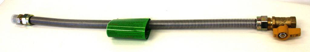 TP-GC-121212MF-24V - Stainless Steel Gas Connector , 5/8" OD, 1/2" MIP x 1/2" FIP x 24" Long With Shut Off Valve