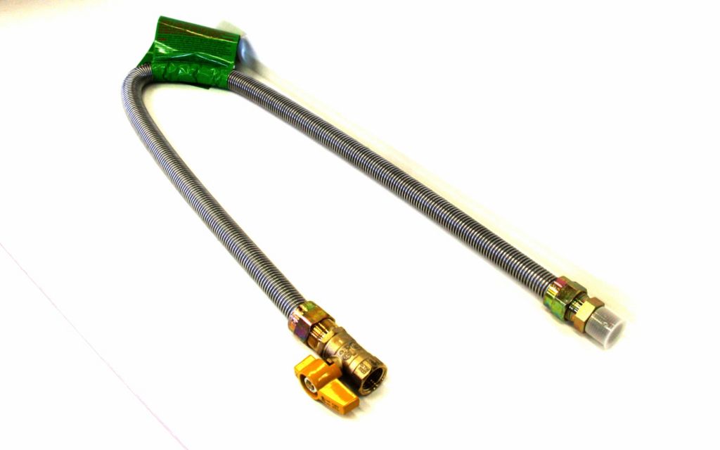 TP-GC-121212MF-24V - Stainless Steel Gas Connector , 5/8" OD, 1/2" MIP x 1/2" FIP x 36" Long With Shut Off Valve