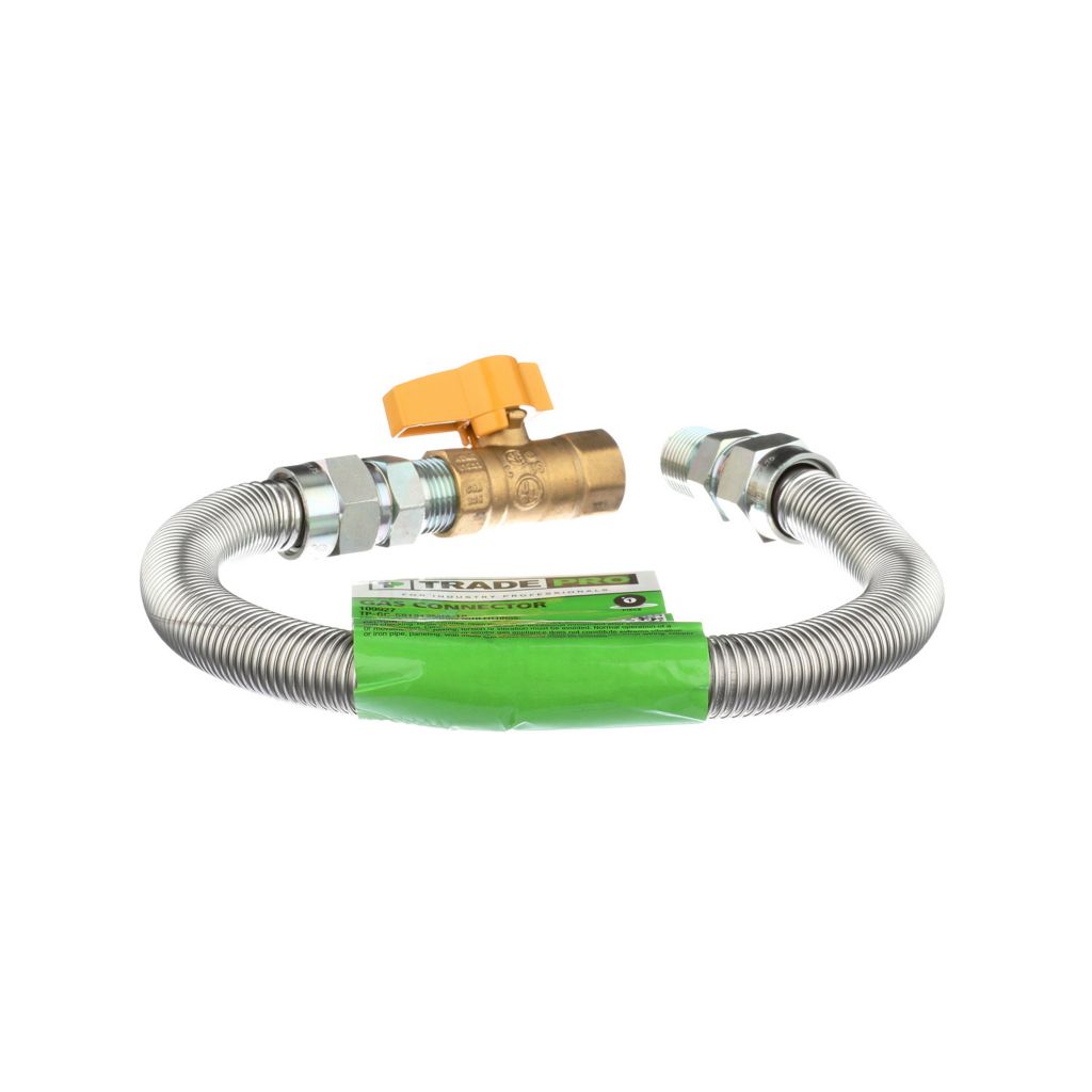 TP-GC-581212MM-18 - Stainless Steel Gas Connector, 5/8" OD x 1/2" MIP x 1/2" MIP x 18" Long