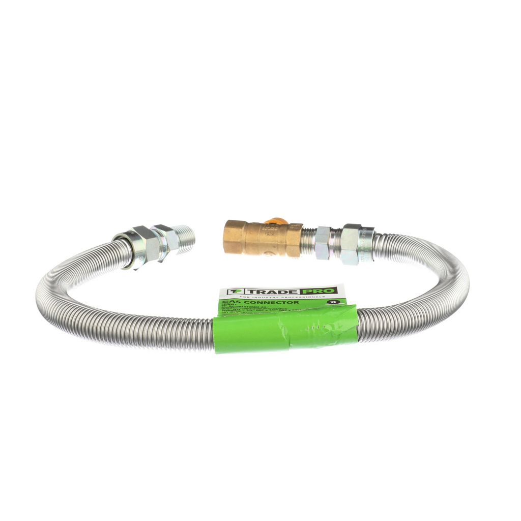 TP-GC-581212MM-24 - Stainless Steel Gas Connector, 5/8" OD x 1/2" MIP x 1/2" MIP x 24" Long