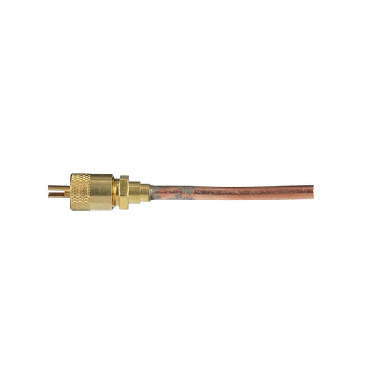 TP-1212 - 1/4" Male Flare Access Fitting With 3/16" OD Copper Tube Extension, TP-2250 Brass Wrench Cap and Valve Core