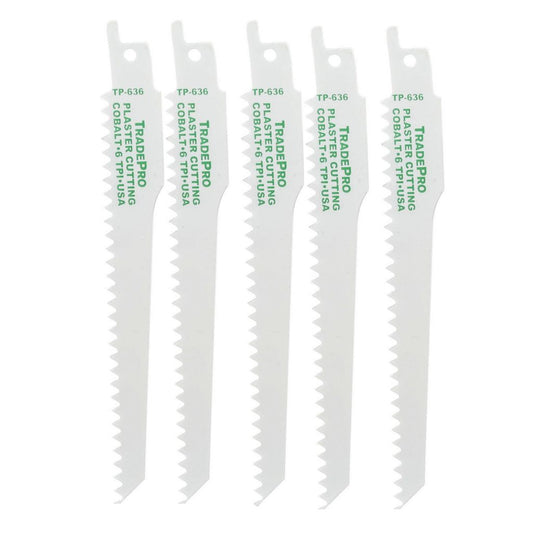 TP-636 - Reciprocating Saw Blade (Plaster Cut) - 6" x 3/4" x .050 with 6 TPI (5 Blades Per Pack)