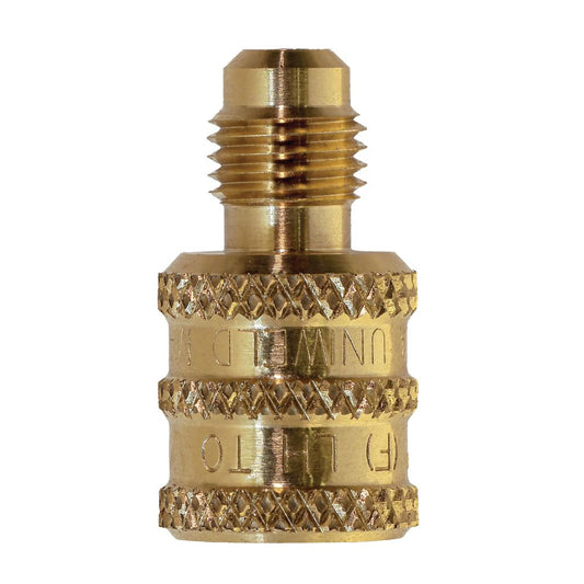TP-A2LA - A2L Refrigerant Tank Adapter, 1/4" Female Flare (Left Hand Thread) x 1/4" Male Flare (Right Hand Thread), Straight