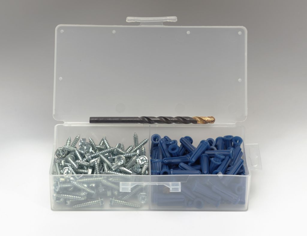 TP-AK3/16HW100 - Plastic Anchor Kit with #8 x 1 Hex Washer Head Screws (100 Anchors, 100 Screws and 1 Masonry Drill Bit)
