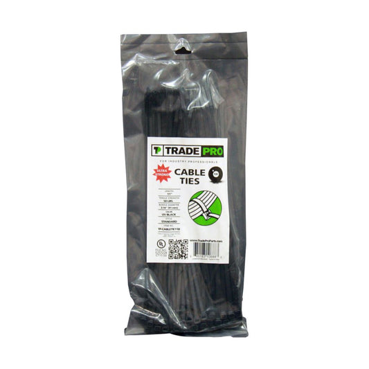 TP-CABLETIE11B - 11" 50 lb. UV Black Cable Ties - 100/PK