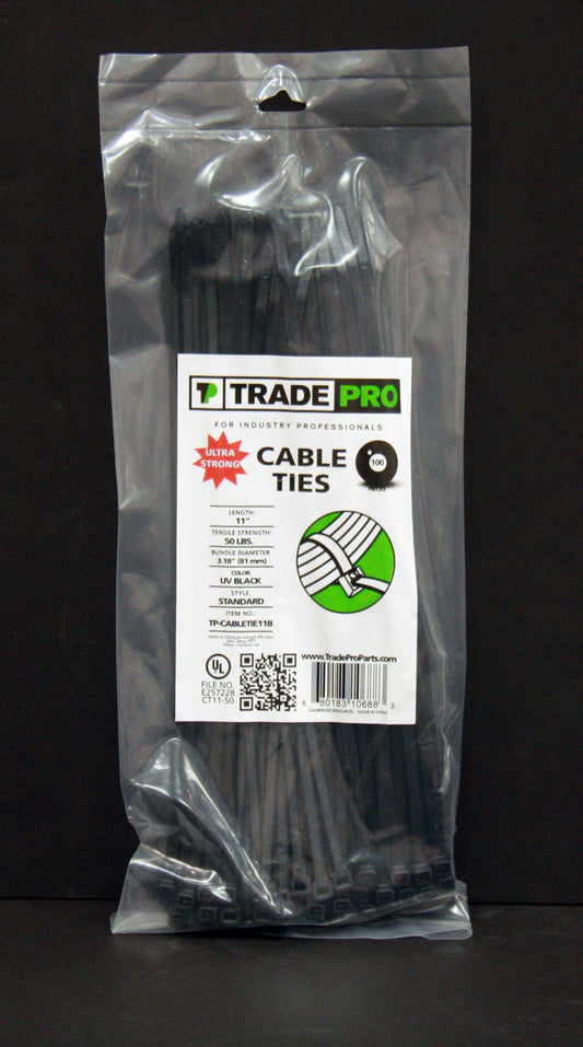 TP-CABLETIE14B - 14" 50 lb. UV Black Cable Ties - 100/PK