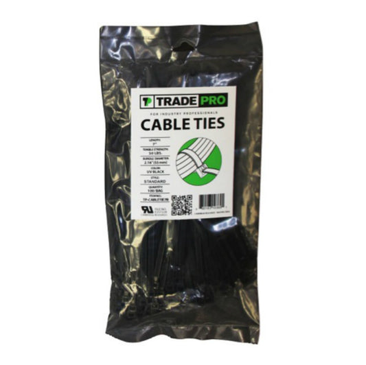 TP-CABLETIE7B - 7" 50 lb. UV Black Cable Ties